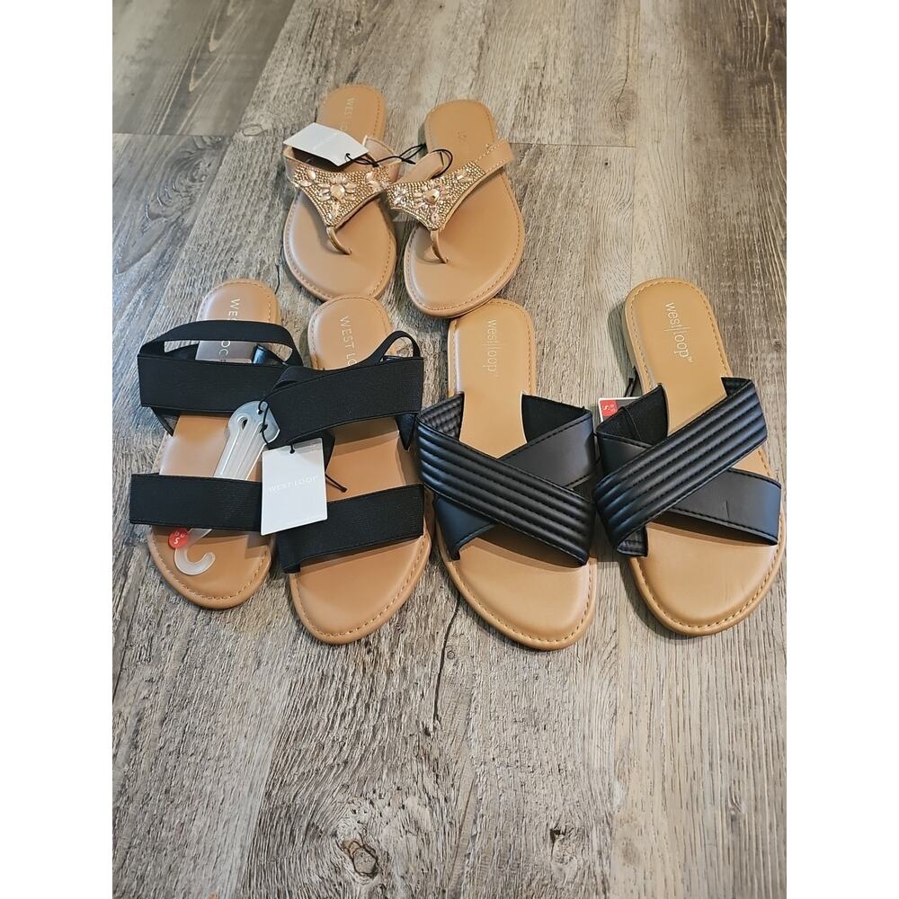 Bundle Of 3‎ Pairs West Loop Women's Fashion Sandals Size Small 5/6